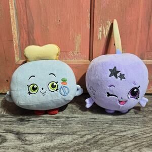 Lot Of 2 Shopkins RARE Candy Apple Purple Toasty Pop Stuffed Animal No Box Tag